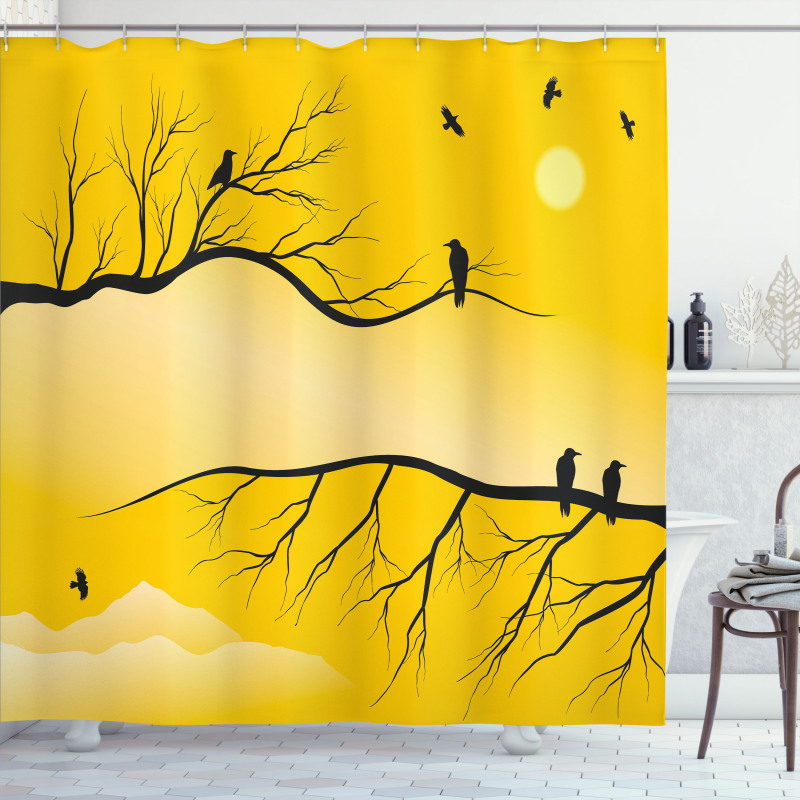 Birds on Bare Branches Shower Curtain