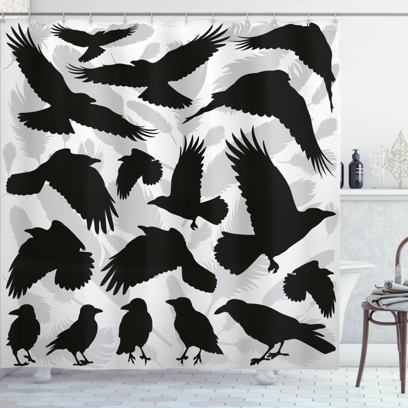 Birds and Feathers Shower Curtain