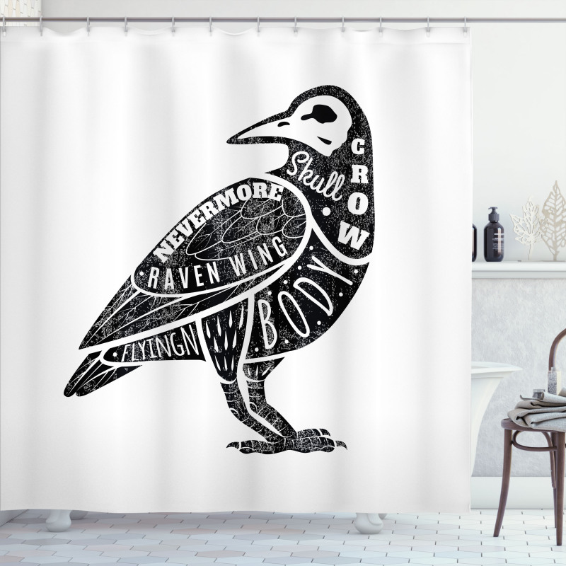 Gothic Bird Font Pattern Shower Curtain