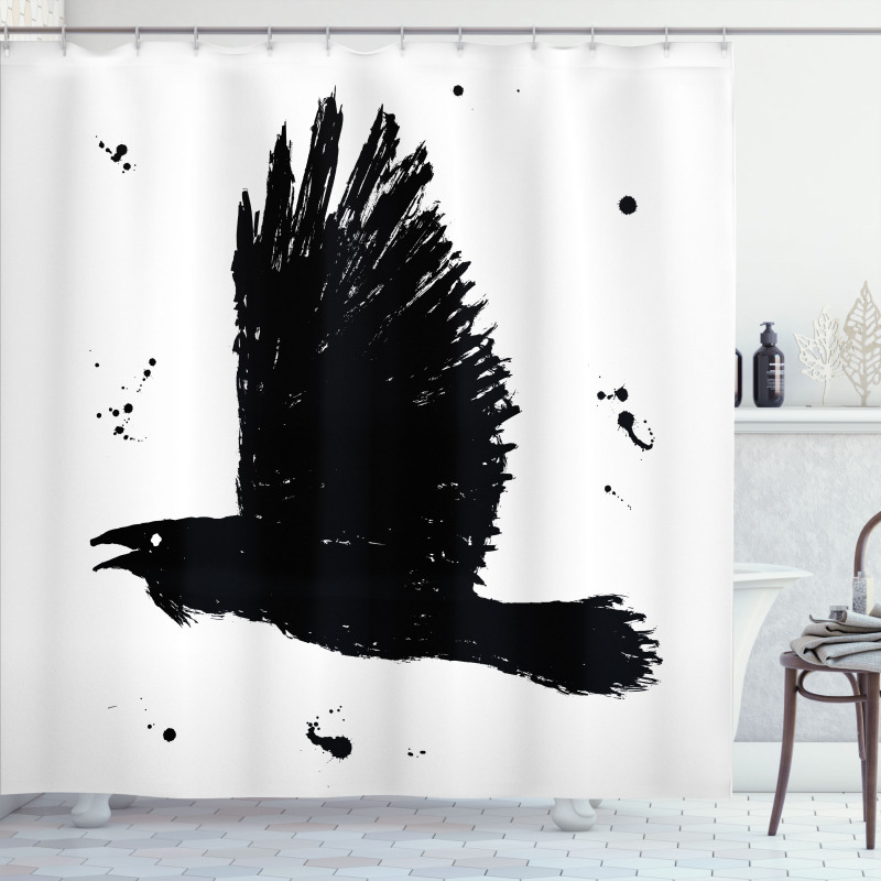 Gothic Ink Sketch Bird Shower Curtain