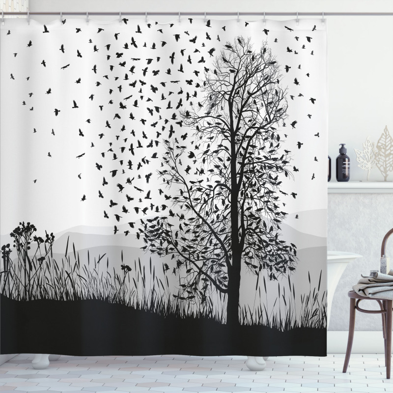 Murder of Crows on Tree Shower Curtain