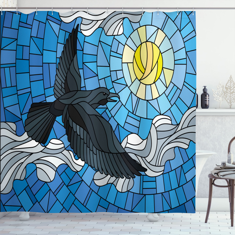 Stained Glass Bird Sky Shower Curtain