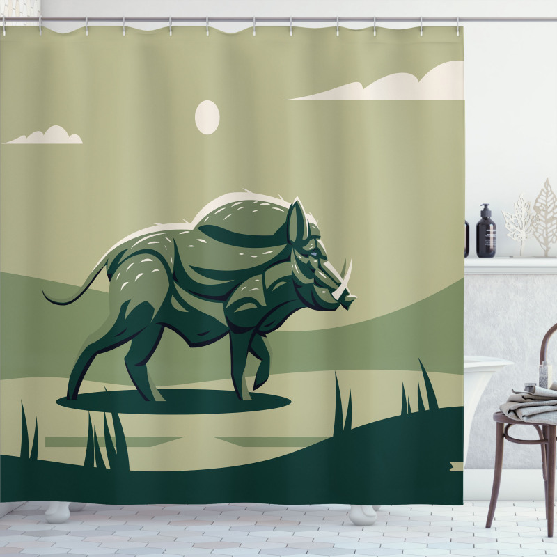 Wild Boar with Tusks Art Shower Curtain