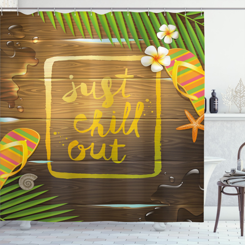 Summer Theme Calligraphy Shower Curtain