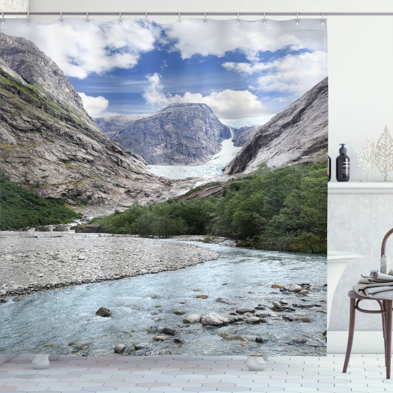 Norwegian Mountains River Shower Curtain