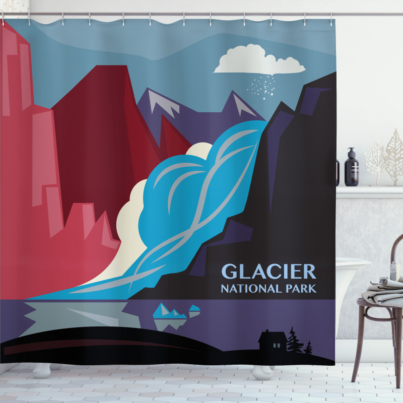 Abstract Mountains and River Shower Curtain