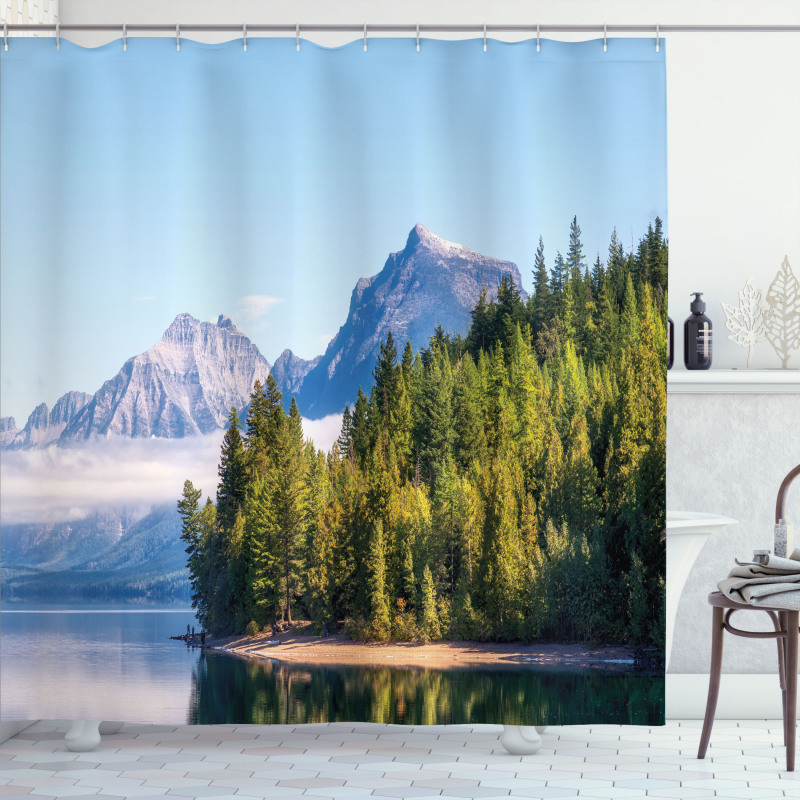 Forest with Misty Mountains Shower Curtain