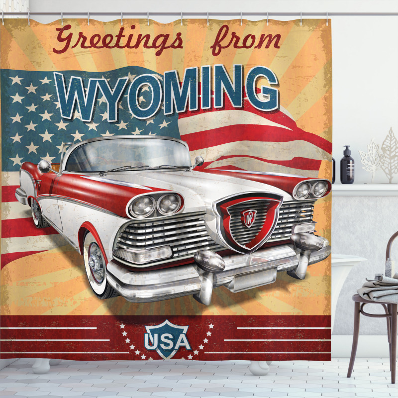 Vintage Car and Greetings Shower Curtain