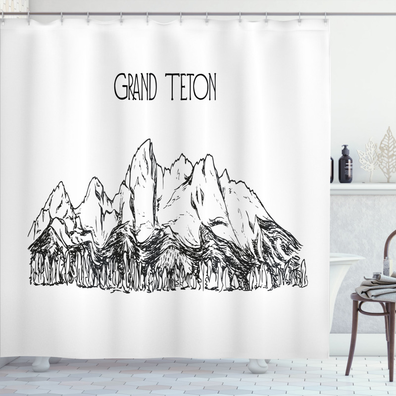 Simple Sketch Grand Teton Shower Curtain