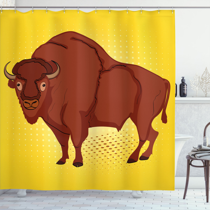 Comic Book Drawn Bison Shower Curtain