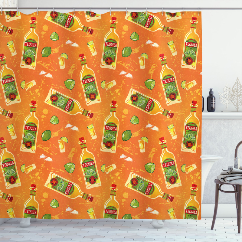 Shot Glasses Bottles Limes Shower Curtain