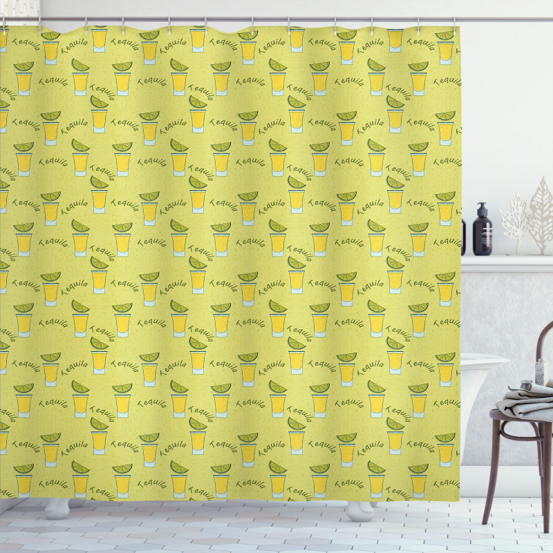 Shot Glasses and Lime Slice Shower Curtain