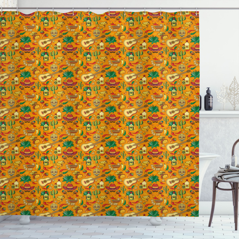 Cartoon Folklore Elements Shower Curtain