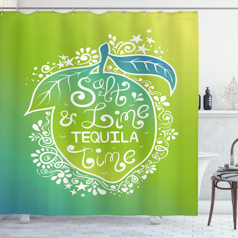 Vibrant Ombre Text on Lemon Shower Curtain