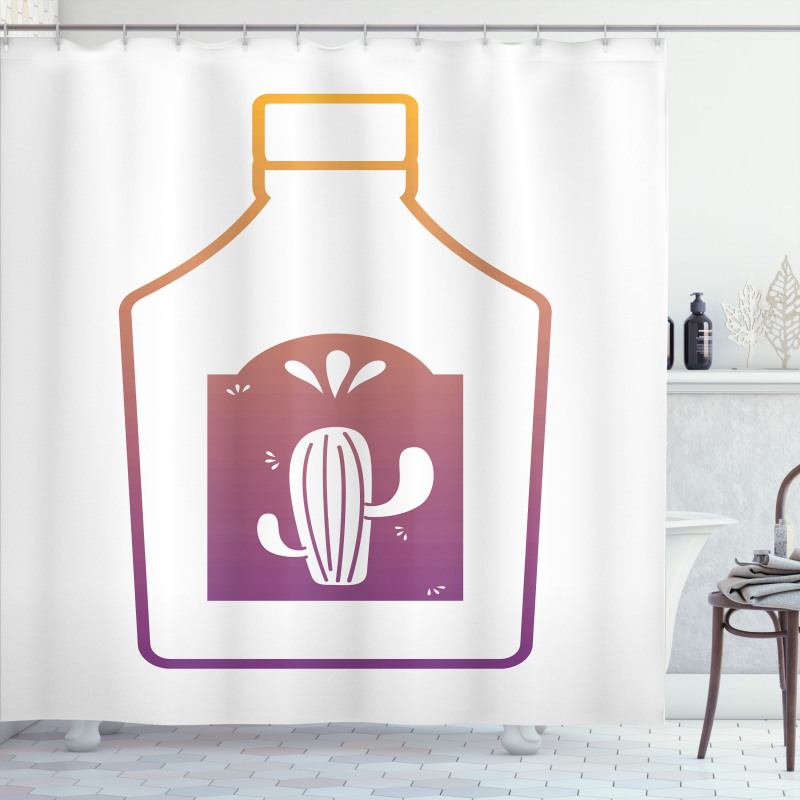 Ombre Outline Bottle Cactus Shower Curtain