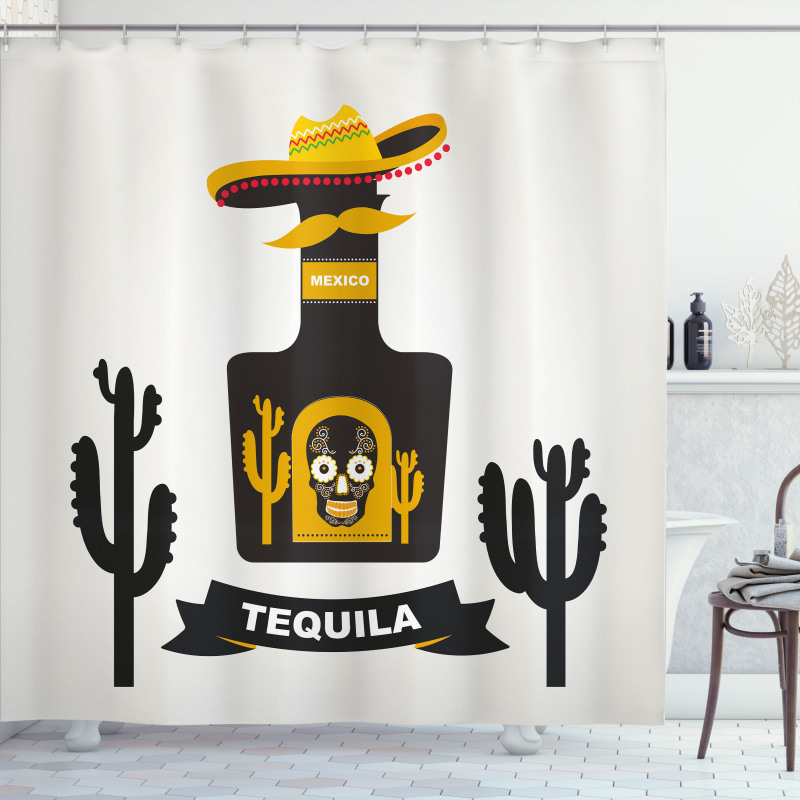 Sugar Skull on Bottle Hat Shower Curtain