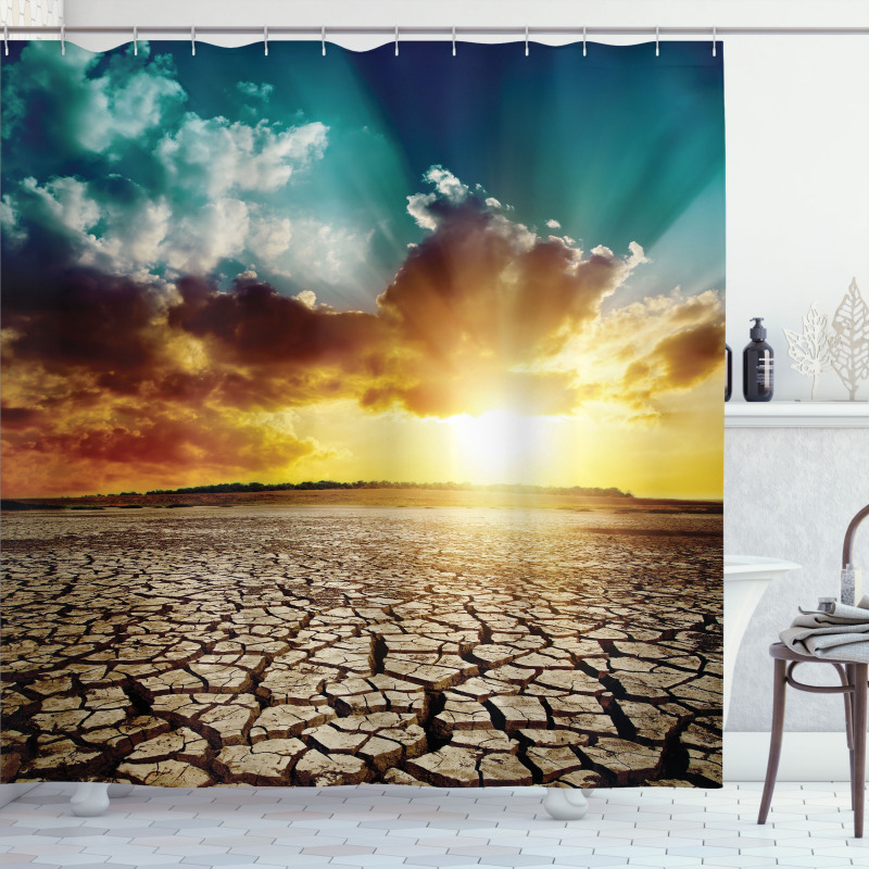 Sunset Cracked Earth Shower Curtain