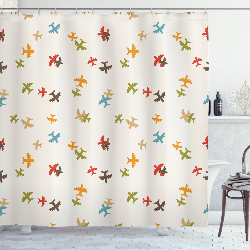 Minimal Colorful Planes Shower Curtain