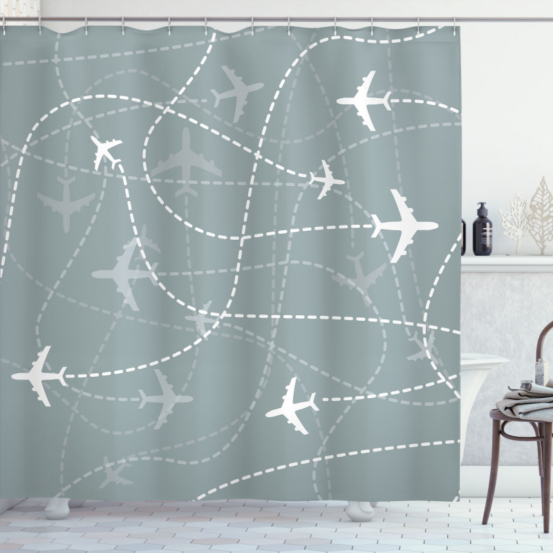 Airplane Traces Scheme Sign Shower Curtain