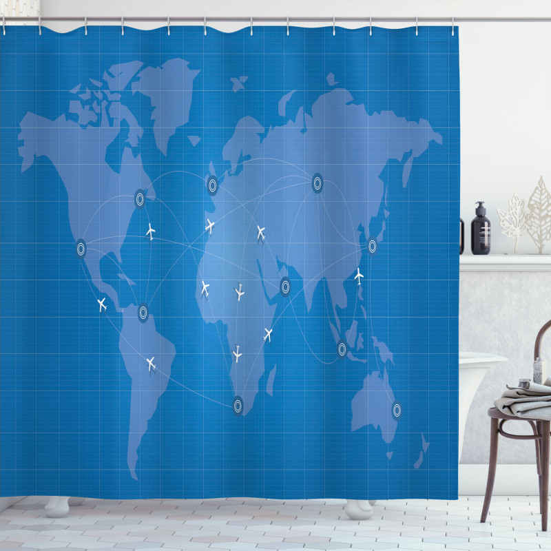 Flight Routes on World Map Shower Curtain