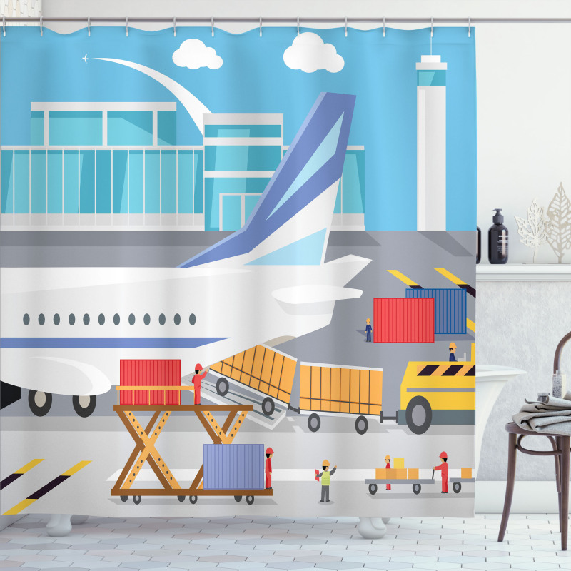 Loading Cargo Plane Cartoon Shower Curtain