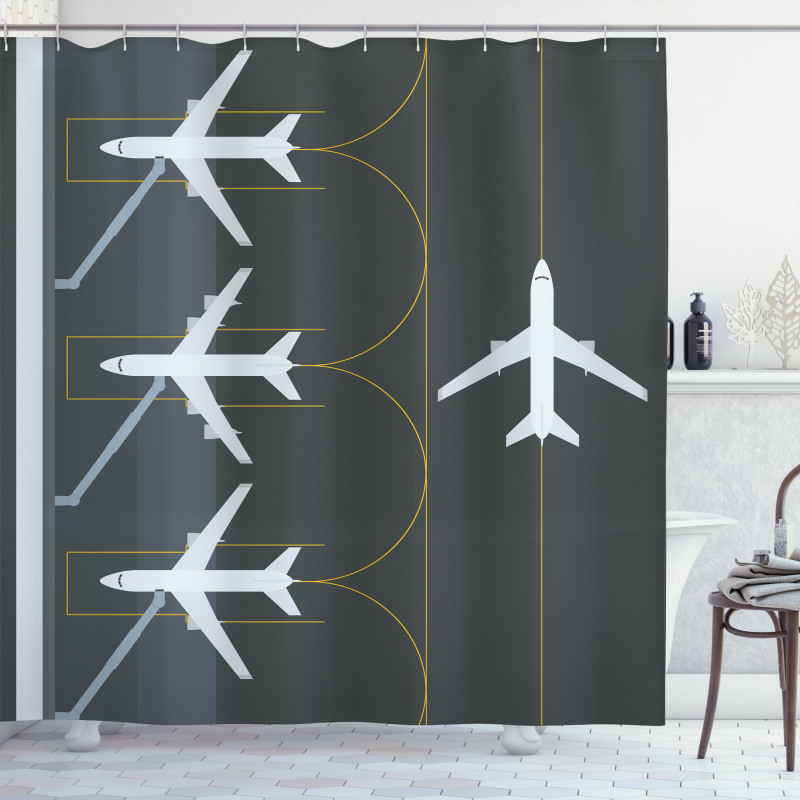 Landed Parked Airplanes Shower Curtain