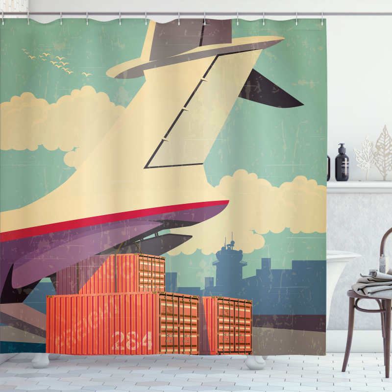 Vintage Air Cargo Plane Shower Curtain