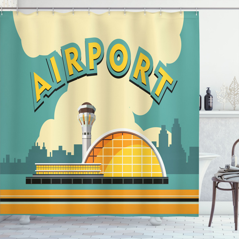 Nostalgic Airport Building Shower Curtain