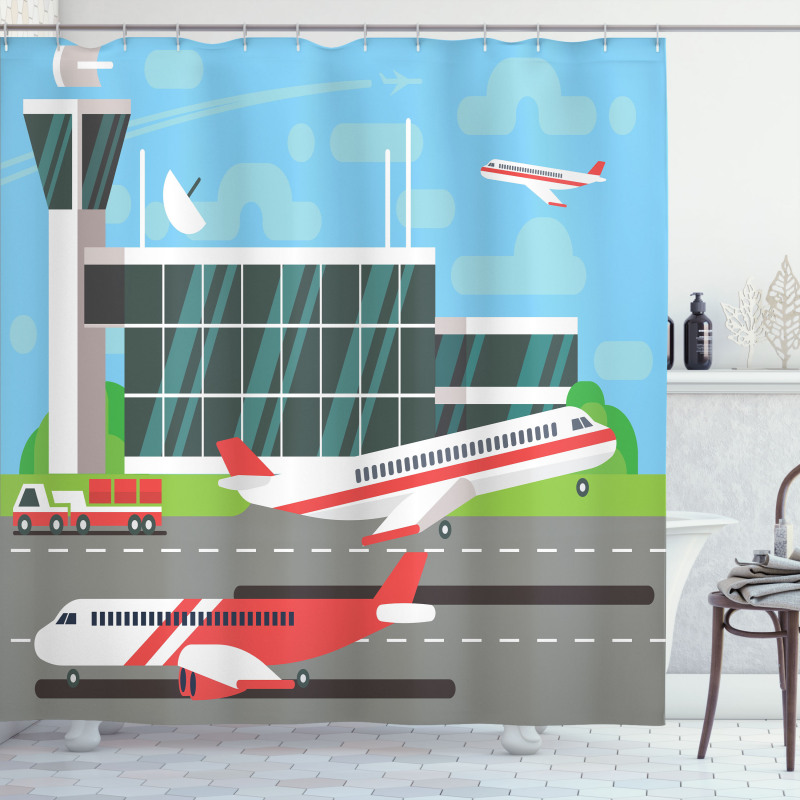 Departure Plane from Runway Shower Curtain