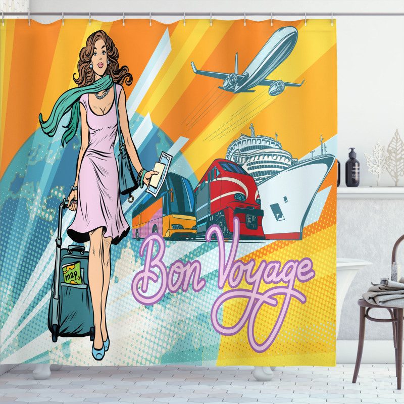 Retro Passenger Woman Art Shower Curtain