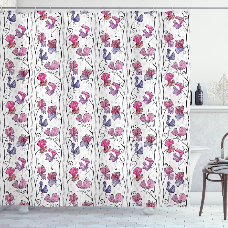 Flowers on Thin Branches Art Shower Curtain