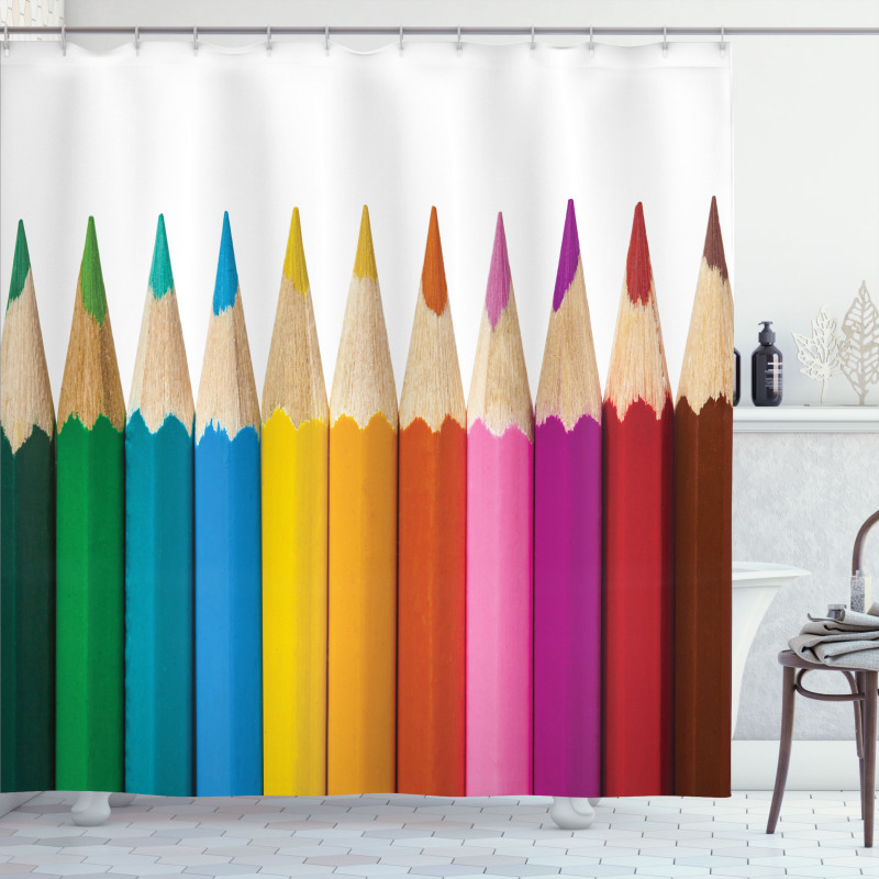 Colorful Pencils Macro Photo Shower Curtain