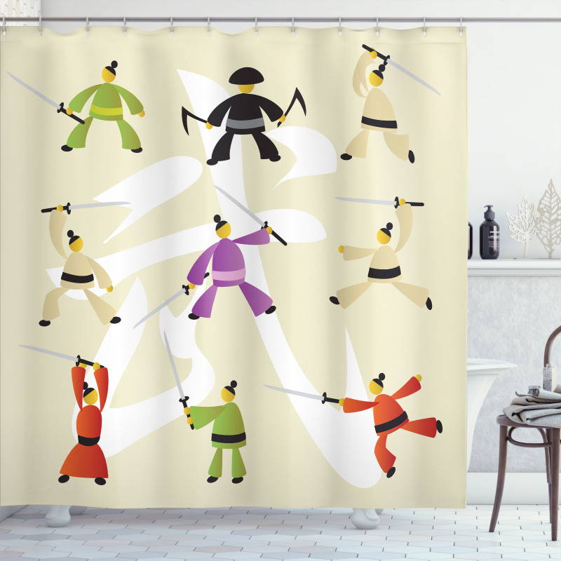 Japanese Martial Art Icons Shower Curtain