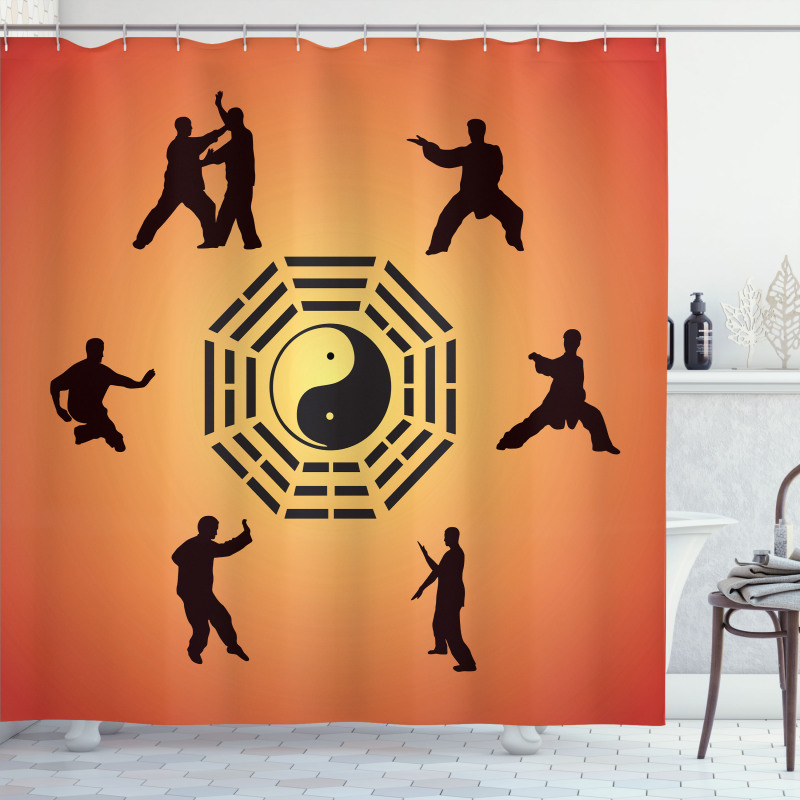Yin Yang and Karate Poses Shower Curtain