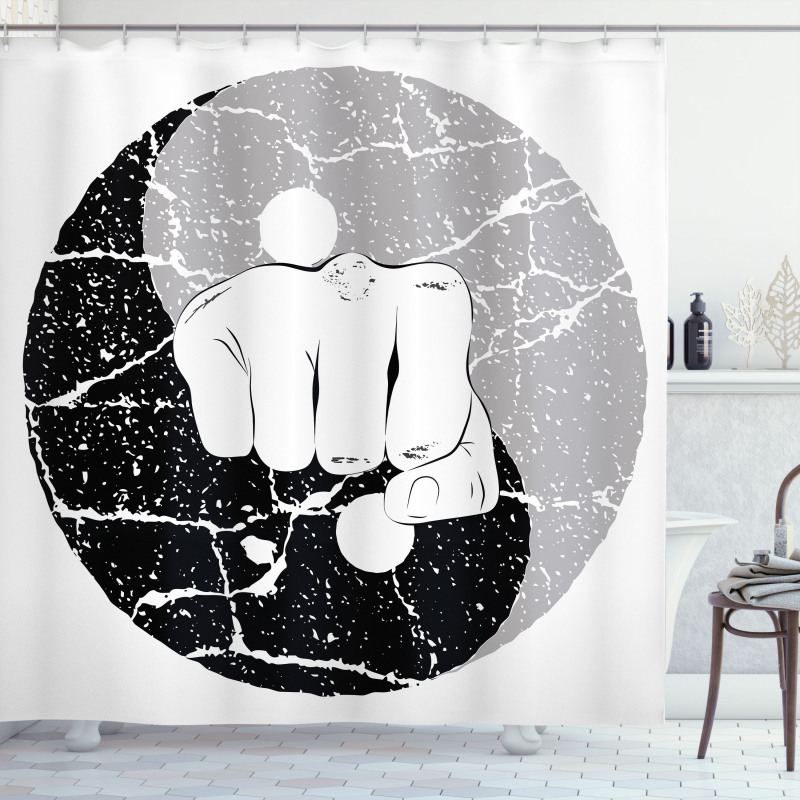 Fist in Yin Yang Shower Curtain