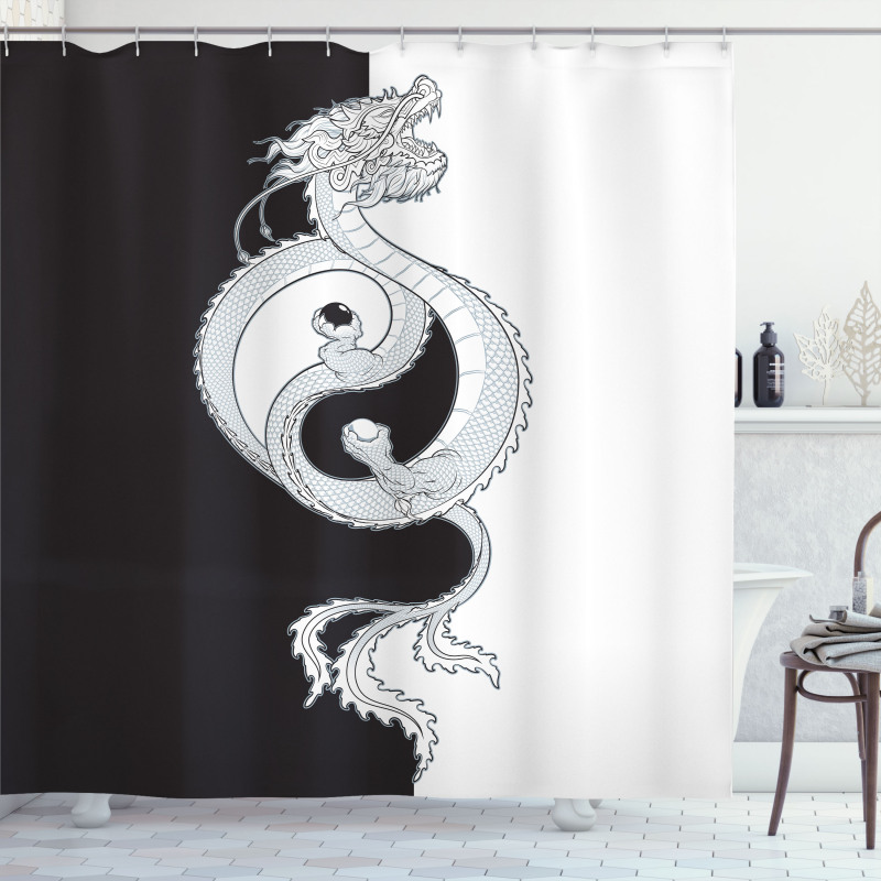 Dragon with Yin Yang Shower Curtain