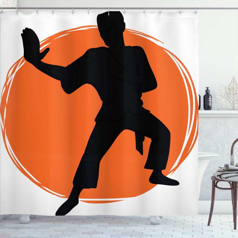 Karate Pose Man in Uniforms Shower Curtain