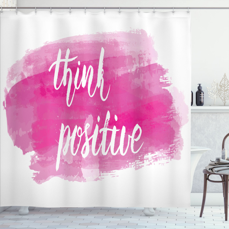 Calligraphy on Pink Shower Curtain