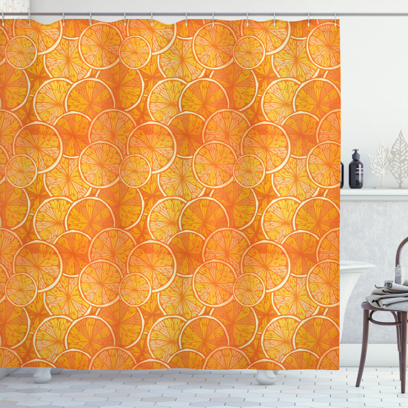 Round Slice of Oranges Shower Curtain