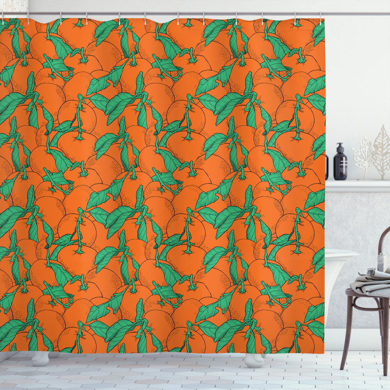 Cartoon Overlap Mandarins Shower Curtain