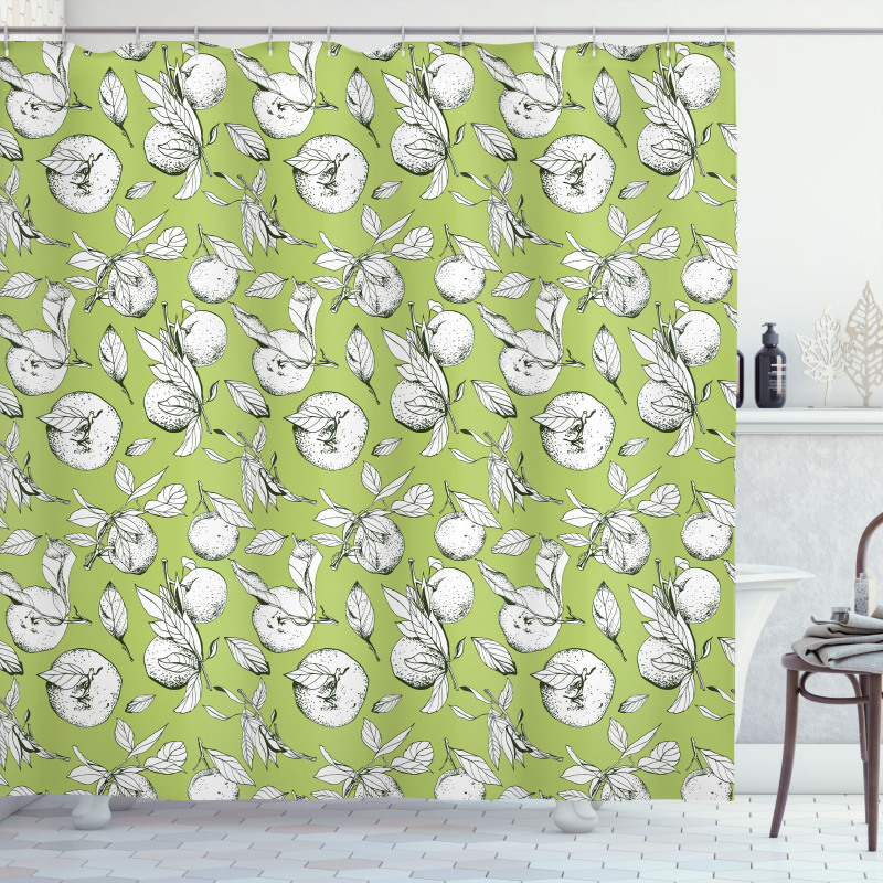 Sketch Drawn Citrus Fruit Shower Curtain