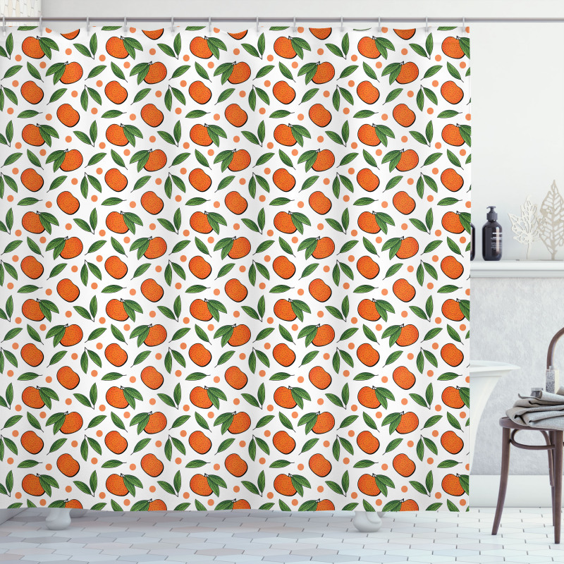 Mandarin and Polka Dots Shower Curtain