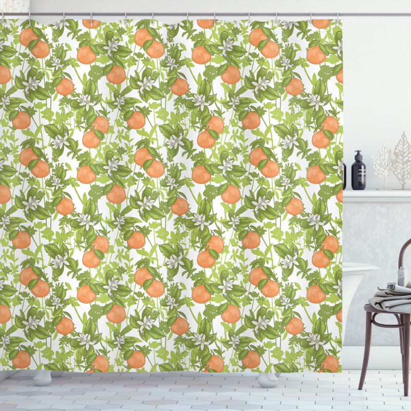 Vintage Mandarins Flowers Shower Curtain