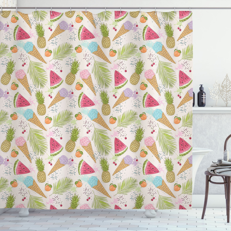 Ice Creams and Fruits Shower Curtain