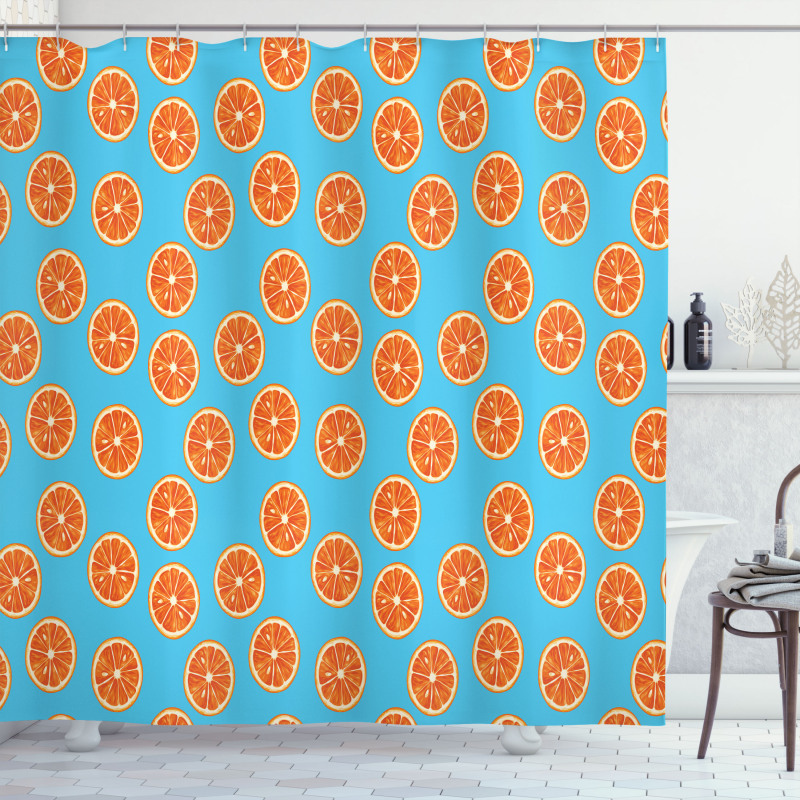 Exotic Citrus Fruit Round Shower Curtain