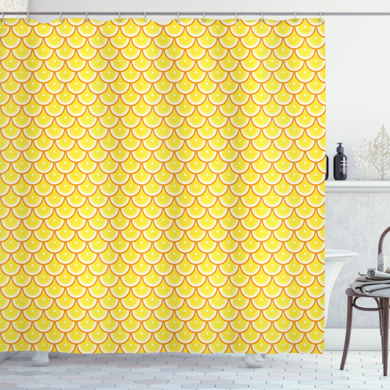 Retro Citrus Round Slices Shower Curtain