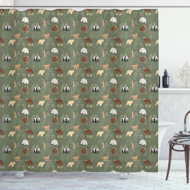 Leaves and Animals Shower Curtain