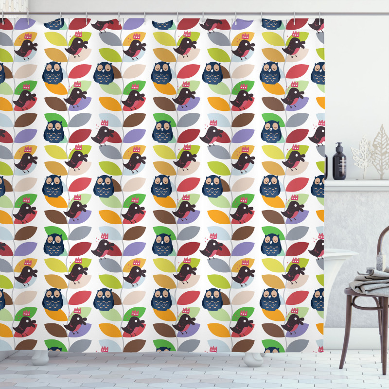 Abstract Vivid Birds Shower Curtain