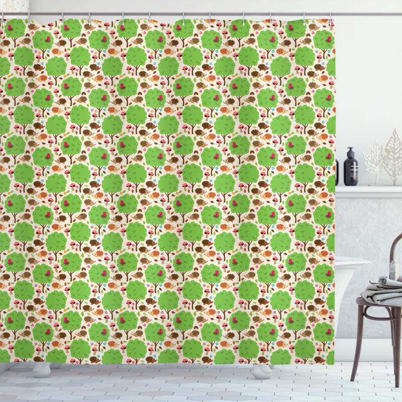 Hedgehogs and Trees Shower Curtain