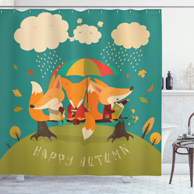 Foxes Umbrella Shower Curtain